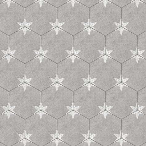 Affinity Tile (Sample) Stella Hex Mist 9-in x 10-in Satin Porcelain Patterned Floor and Wall Tile in the Tile Samples department at Lowes.com Affinity Tile, Hexagon Floor, Porcelain Pattern, Garage Floor Tiles, Fireplace Facade, Hexagon Tile, Triangular Pattern, Merola Tile, Porcelain Floor