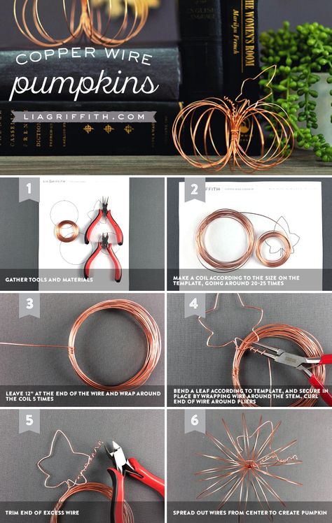 Copper Wire Pumpkins Tutorial Wire Pumpkin, Craft Pumpkins, Copper Wire Crafts, Wire Knitting, Weekend Crafts, Fall Halloween Crafts, Fall Crafts Diy, Fall Projects, Pumpkin Crafts