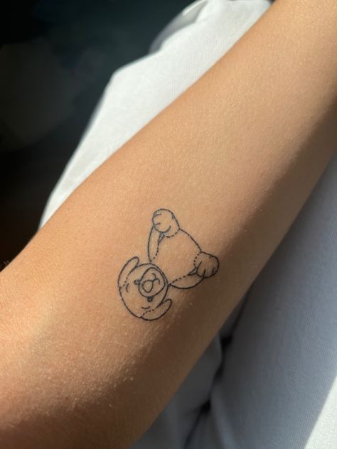 Stuffed Animal Outline Tattoo, Stuffed Dog Tattoo, Dog Stuffed Animal Tattoo, Stuffed Animal Tattoo, Simple Line Tattoo, Puppy Tattoo, Mother Son Tattoos, Tattoo 2023, Tattoo 2024