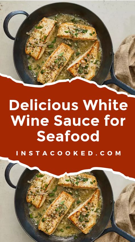 Discover how to make a savory white wine, butter, and garlic sauce that's perfect for any white fish. This quick and easy recipe is ready in just 15 minutes! White Wine Salmon Recipes, White Seafood Sauce, White Wine Sauce For Fish, Sauce For Seafood, Easy White Sauce, White Wine Butter Sauce, Mac And Cheese Pizza, Recipe For Hollandaise Sauce, Citrus Fish