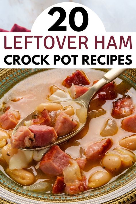 Leftover Ham Slow Cooker Recipes, Leftover Ham Soup Crockpot, Ham Crock Pot Recipes, Crock Pot Recipes With Ham, Uses For Ham, Leftover Ham Crockpot Recipes, Crock Pot Ham Casserole Recipes, Ham Pieces Recipes, Leftover Ham Bone Recipes Crockpot