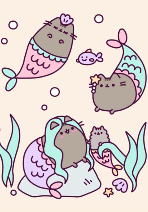 I love Pusheen Sticky Notes Book, Pusheen The Cat, Birthday Plans, Mermaid Cat, Pusheen Cat, Unicorn Wallpaper, Sims 4 Toddler, Cartoon Panda, Cute Mermaid