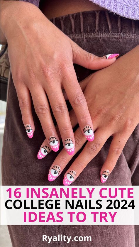 ooooooh these would be such cute back to school nails! College Nails Ideas, School Nail Designs, Cute Back To School Nails, College Nails, Back To School Nails, Nails Trends, School Nails, Y2k Nails, Stop Staring