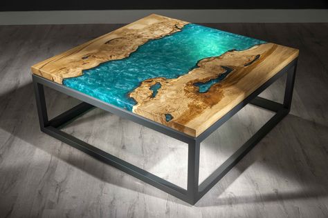 Meja Resin, Resin Coffee Table, River Tables, Resin Decor, Outdoor Deco, Table Handmade, Table Outdoor, River Table, Furniture Table