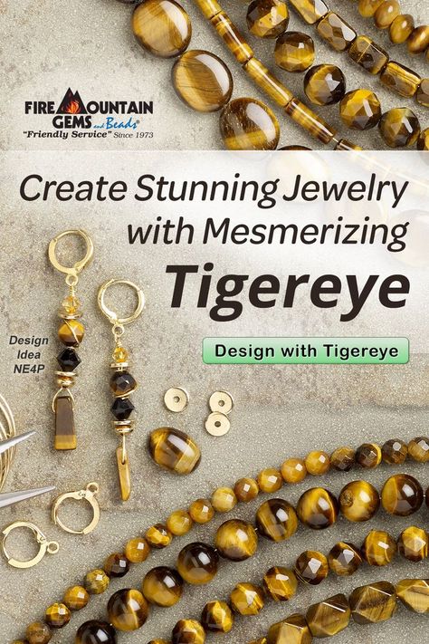 Believed by some to provide clear thinking and aid in attention to detail, tigereye has captivated humans' imaginations for centuries. The warm, rich colors and relative hardness of this mesmerizing gemstone make it versatile as jewelry for everyone and in any type of adornment. #Tigereye #TigereyeJewelry Leather Beaded Jewelry, Making Jewelry For Beginners, Tiger Eye Jewelry, Diy Jewelry Inspiration, Diy Earring, Wire Jewelry Designs, Diy Bracelet Designs, Earring Ideas, Homemade Jewelry