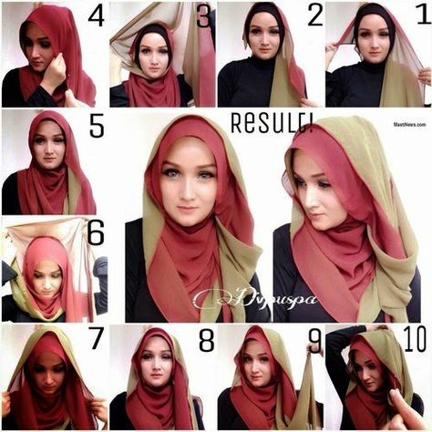 Hijab New Hijab Style, Hijab Stile, How To Wear Hijab, Simple Hijab Tutorial, Turban Hijab, Hijab Designs, Simple Hijab, Head Coverings, Modern Hijab