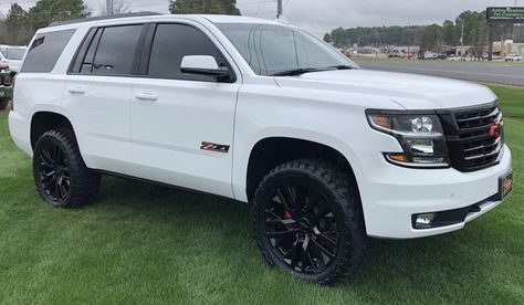 White Tahoe Blacked Out, Chevy Suv Tahoe, 2015 Chevy Tahoe, White Tahoe, Chevy Tahoe Z71, Chevy Suv, Hair Twists Black, Hair Twists, Tattoos Women