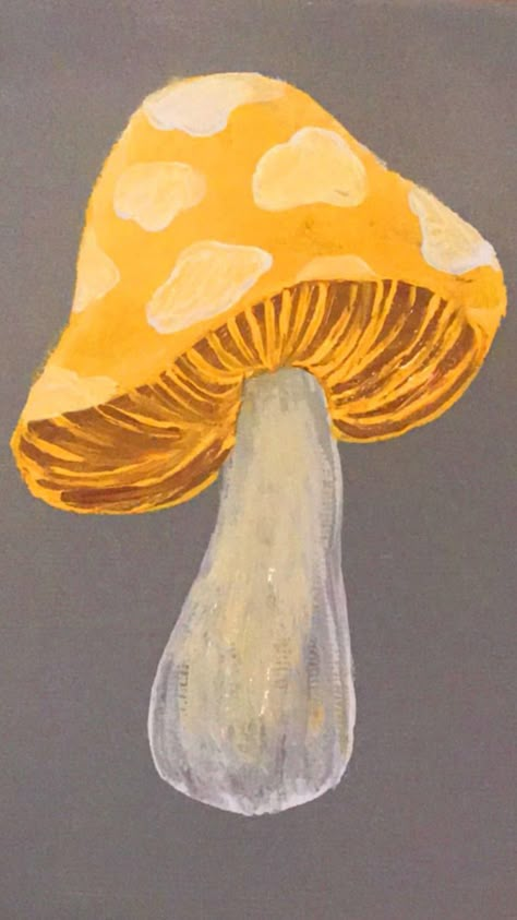 Painting Ideas On Canvas Aesthetic Mushrooms, Pretty Mushrooms Drawing, Mushroom Art Inspiration, Mushroom Pastel Drawing, Muchrum Art, Brown Mushroom Painting, Easy Paintings Mushrooms, Easy Painting Ideas Mushrooms, Easy Painting Mushroom