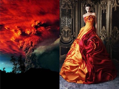 Volcanic eruption Nature Inspired Fashion, Nature Sketch, Nature Dress, Georges Hobeika, Couture Week, Fashion Inspiration Design, Prom Dresses Ball Gown, Inspired Dress, Evening Dresses Long