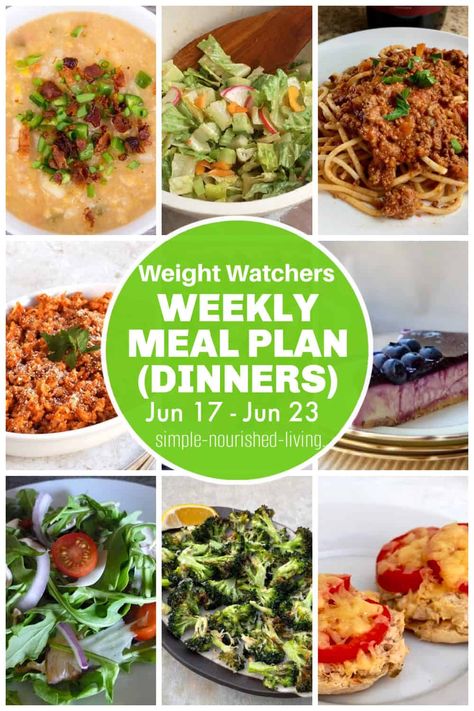 My weekly WW friendly meal plan for Dinners with Recipes & Points featuring slow cooker turkey bolognese spaghetti sauce, slow cooker cabbage roll casserole, easy crock pot corn chowder and light and easy english muffin tuna melts. #ww #weightwatchers #meal #plan #dinners #points #easy #low_calorie #recipes Dinner Meal Ideas, Ww Meal Plan, Salad Salmon, Weight Watchers Crock Pot Recipes, Ww Meals, Weight Watchers Meal Plans, Weekly Dinner, Tuna Melt, Orzo Salad