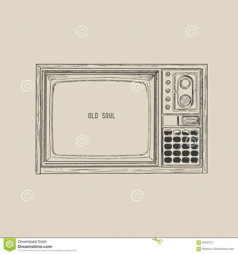 Tv Sketch Drawing, Old Tv Tattoo, Retro Tv Drawing, Old Tv Drawing, Television Drawing, Tv Sketch, Tv Drawing, Tv Tattoo, Retro Television