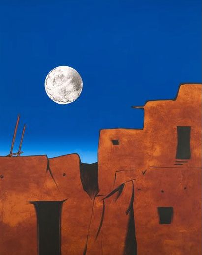 Dan Namingha (Hopi-Tewa, American, b. 1950): Parliament, 2019.  Altamira Fine Art, Scottsdale, AZ. Oil on canvas © Georgie Hopton Pueblo Art Paintings, Southwest Art Paintings, Mexican Art Painting, New Mexico Art, Taos Art, Mexican Paintings, Taos Pueblo, Santa Fe Art, Native American Paintings