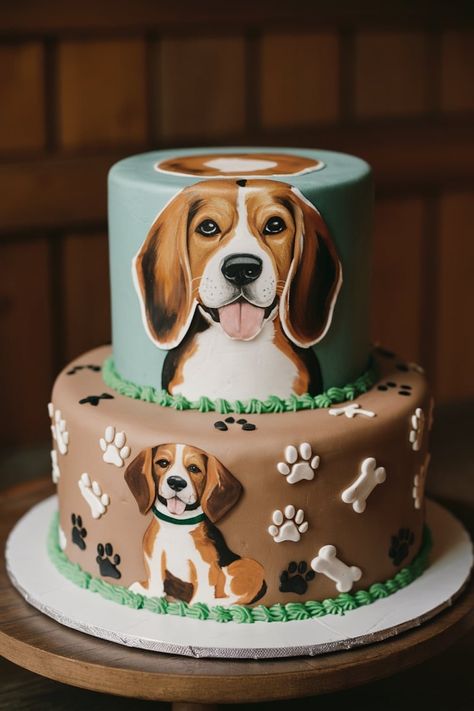 Charming Beagle Cake Ideas for a Howling Good Time Dog Design Birthday Cake, Dog Cake Ideas, Beagle Cake, Beagle Birthday, Dog Birthday Cake, Animal Cakes, Dog Cakes, Birthday Cake Ideas, Dog Cake