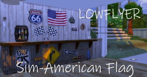 Sims 4 Decor CC: Sim-American Flag By Lowflyer Sims 4 Decor Cc, Sims 4 Decor, Sims Decor, Girls Room Wallpaper, Sims 4 Cc Download, My Sims, Model Nails, Tools And Toys, The American Flag