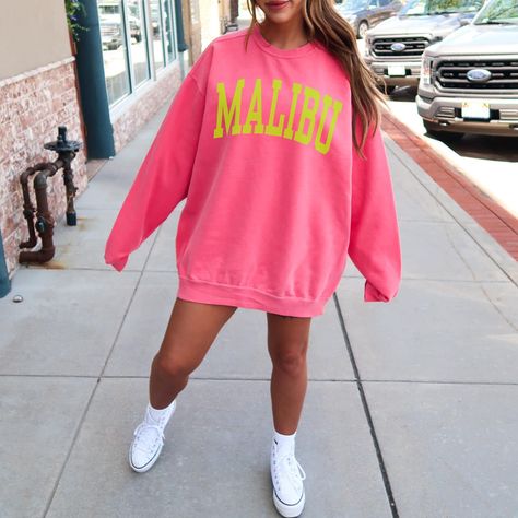 Malibu Sweatshirt, Minimalist Sweater, Preppy Sweatshirts, California Sweatshirt, College Crewneck, Trendy Crewneck, Aesthetic College, Varsity Sweatshirt, California Shirt