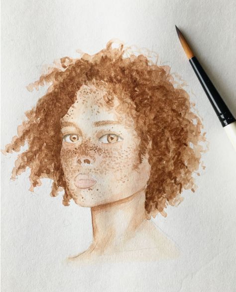 Curly Hair And Freckles, Things To Paint, National Novel Writing Month, Watercolor Ideas, Novel Writing, The Worst, Windsor, Watercolor Painting, Curly Hair