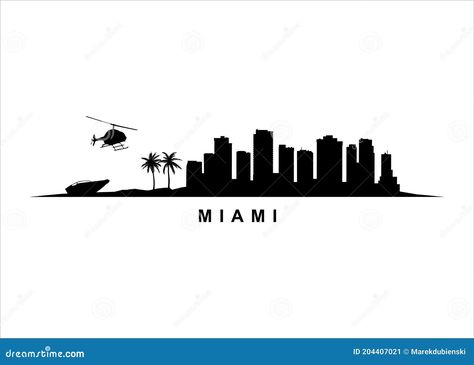 Palm Trees Illustration, Skyline Landscape, Miami Posters, Trees Illustration, Sci Fi Background, Beach Architecture, Detroit Skyline, City Tree, City Skyline Silhouette