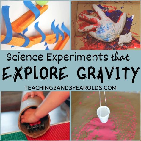 Explore gravity with these 7 fun preschool science experiments! Activities that include pushing, throwing, and falling - all hands-on and fun! Stem Space Activities, Gravity Activities, Gravity Lessons, Preschool Science Experiments, Experiments For Preschoolers, Gravity Experiments, Gravity Science, Force Activities, Physical Science Activities