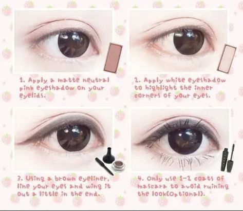 2014 Coquette, Simple Makeup Tutorial, Makeup Anime, Japan Makeup, Asian Makeup Tutorials, Gyaru Makeup, Korean Makeup Tutorials, Doll Eye Makeup, Kawaii Makeup