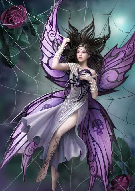 spider fairy... Don't like the spider but love her wings and tats. Anne Stokes Art, Luis Royo, Anne Stokes, Boris Vallejo, Fairy Dragon, Fairy Pictures, Fairies Elves, Beautiful Fairies, Fantasy Fairy