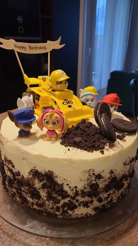 Homemade Paw Patrol Cake Easy, Paw Patrol Cake With Toys, Paw Patrol Chocolate Cake, Paw Patrol Simple Cake, Chocolate Paw Patrol Cake, Paw Patrol Diy Cake, Homemade Paw Patrol Cake, Easy Paw Patrol Birthday Cake, Paw Patrol Cake Ideas Boys