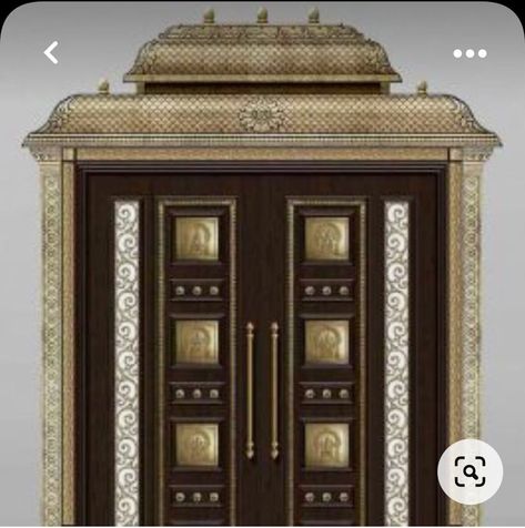 Pooja Room Ideas, Brass Mirror Frame, Metal Mural, Metal Handrail, Temple Door, Pooja Door, Antique Mirror Frame, Pooja Door Design, Luxury Villa Design