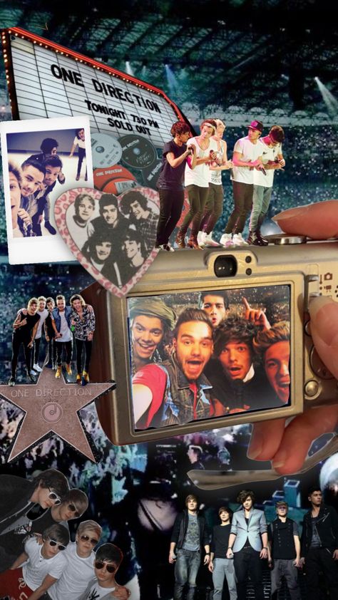 One Direction Wallpaper Collage, One Direction Shuffle, Cute Photo Collage Ideas, One Direction Core, One Direction Aesthetic Wallpaper, 1d Collage, Aesthetic One Direction, Wall Collage Pictures Aesthetic, One Direction On Stage