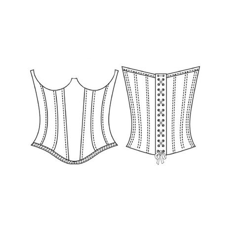 Corset Top Flat Sketch, Bustier Technical Drawing, Flat Drawings Fashion, Fashion Flats Sketches, Corset Flat Drawing, Fashion Flats Dress, Fashion Design Flats, Technical Drawings Fashion, Fashion Sketch Ideas