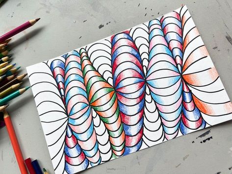 Fun Op Art Drawing For Beginners - Crafty Art Ideas Op Art Drawing, Op Art Lessons, Opt Art, Free Drawing, Drawing Lesson, Art Line, Art Lessons Elementary, Drawing For Beginners, School Kids