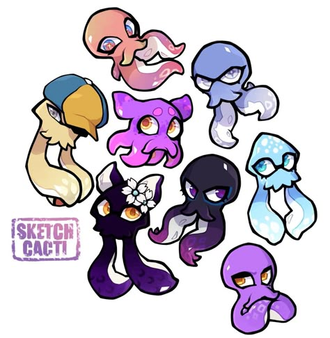 Inkling And Octoling Difference, Inkling Base Drawing, Octoling Octopus Form, Splatoon Jellyfish Oc, Octoling And Inkling, Splatoon Tutorial, Splatoon Doodles, Splatoon Oc Base, Splatoon Idol Oc