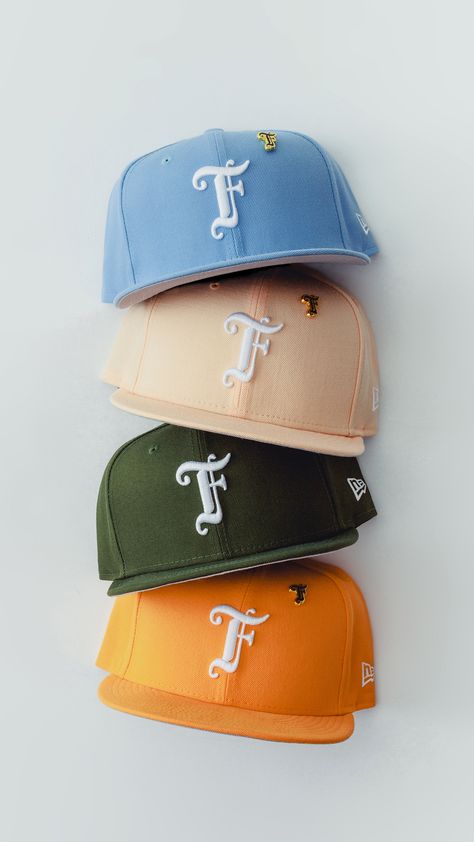 The latest color line-up on our New Era Old English F Snapback. Now available at all retail locations + online. Shop Now: https://feature.com/collections/feature Hats Product Photography, Hat Product Photography, Custom New Era Hats, Cap Packaging, Streetwear Photoshoot, Custom Fitted Hats, Swag Hats, Dope Hats, Stylish Caps