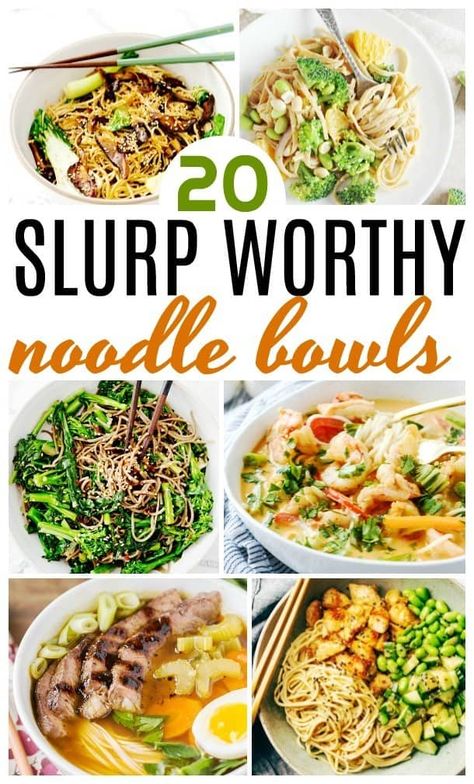 Hunched Over. Chopsticks in one hand. Spoon in the other. That is you DEVOUR these amazing noodle bowl recipes. 20 EASY Noodle bowls to try! #noodles #noodlebowls #noodlebowlrecipes #AsianRecipes #AsainNoodleBowls #Pasta #EasyDinner #Pho #comfortfood Noodle Bowl Recipes, Lunch Bowl Recipe, Noodle Bowls Recipes, Bowl Meals, Healthy Noodles, Ramen Noodle Bowl, Ginger Pork, Keto Easy, Noodle Recipes Easy