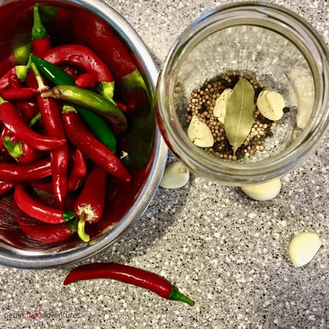 Quick Pickled Chillies Recipe - Peter's Food Adventures Picked Peppers, Pickled Chillies, How To Pickle Peppers, Pattypan Squash, Asian Soups, Pickled Peppers, Canning Ideas, Quick Pickled, Stir Fry Dishes