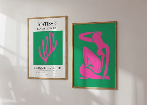 Pink And Green Poster, Trendy Posters, Green Poster, Hallway Inspiration, Matisse Poster, Poster Pink, Matisse Prints, Poster Room, Pink Posters