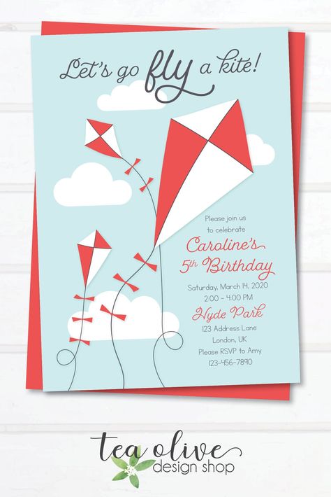 Kite Birthday Party, Kite Party, Watermelon Birthday Parties, Fly A Kite, Baby Shower Invitation Girl, Fruit Birthday, Park Birthday, Go Fly A Kite, Fun Party Themes