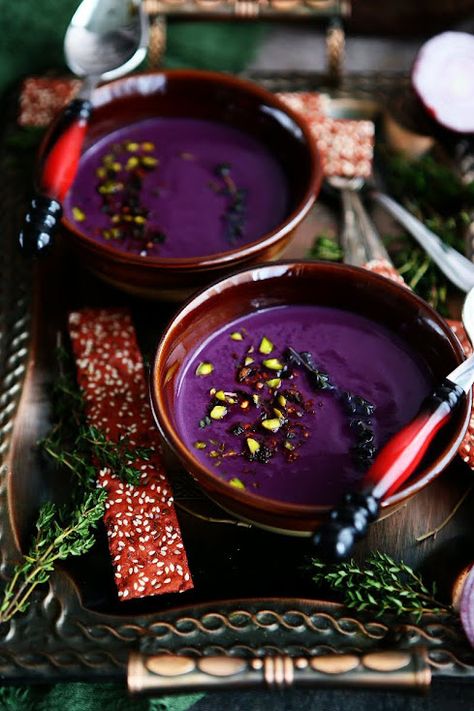 Purple Sweet Potato Soup Purple Sweet Potato Recipes Dinners, Purple Sweet Potato Soup, Purple Potato Soup Recipe, Purple Potato Soup, Purple Sweet Potato, Purple Sweet Potato Recipes, Sweet Potato Juice, Sweet Potato Appetizers, Potato Sauce