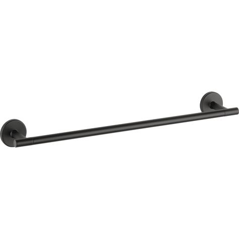 Delta 75918-BL Trinsic 18" Wall Mounted Towel | Build.com Nashville Gulch, Farmhouse Fixtures, Black Towel Bar, Delta Trinsic, Toggle Bolts, Black Towels, Bathroom Towel Bar, Studio Furniture, Delta Faucets