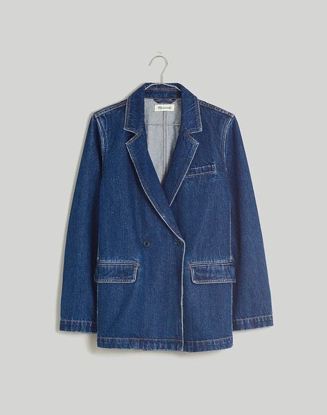 Denim Blazer in Deardorff Wash Denim On Denim Looks, Madewell Jacket, Denim Blazer, Cotton Blazer, Fit Body, Madewell Denim, Jacket Sale, Lightweight Jacket, 100 Percent