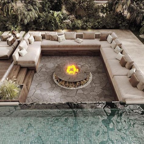 Rooftop Patio Design, Sunken Fire Pits, Diy Gazebo, Roof Garden Design, Fire Pit Landscaping, Fire Pit Seating, Garden Fire Pit, Fire Pit Area, Fire Pit Designs