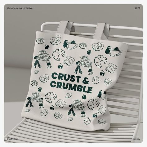 Brand illustrations for bakery “Crust&Crumble”. The illustrations will be an excellent addition to the company’s corporate identity. It can be used for packaging and printed media, design for social networks and merch. #illustration_art #brandillustration #designillustrations #brandidentitydesigner #artillustration #designstudios #designteam #branddesignstudio #marketingstudio #buisnessowner #studiodesign #artforbusiness #bakerydesign #bakeryillustration #highqualitydesign #dreamdesign #artd... Bakery Merch, Company Merch, Bakery Branding Design, Vegan Pastries, Bakery Branding, Instagram Brand, Unique Branding, Bakery Design, Graphic Design Studios