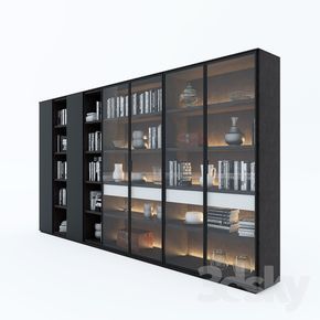 Bookshelf Poliform 04 Glass Book Shelves, Glass Bookshelf, Wardrobe Display, Cladding Design, Industrial Kitchen Design, Home Theaters, Home Decor Shelves, Shelving Design, Modern Bookcase