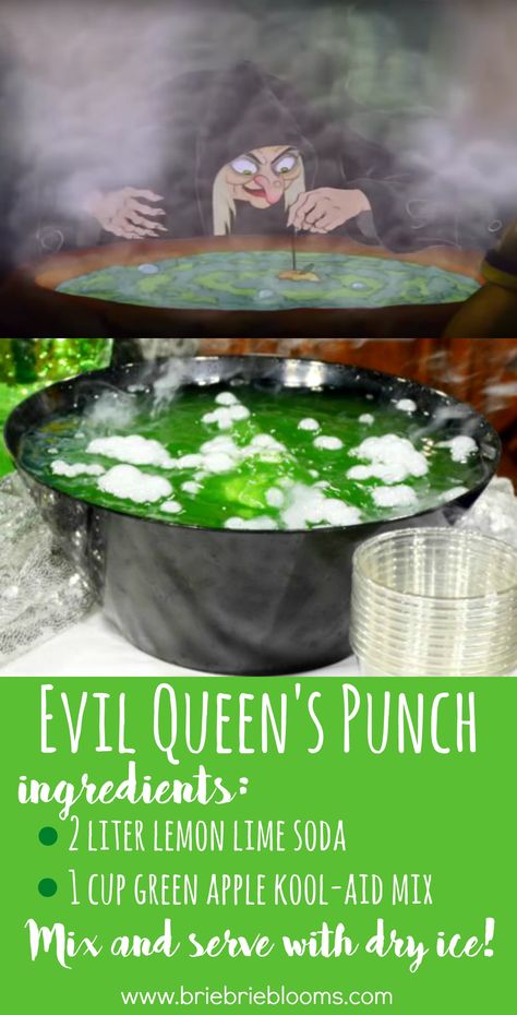 The quick two ingredient Evil Queen's Punch recipe is perfect to celebrate your favorite Villain or to debut during a Halloween party! Disney Villain Party, Villains Party, Disney Halloween Parties, Descendants Party, Evil Queens, Two Ingredient, Punch Recipe, Halloween Bash, Halloween Drinks