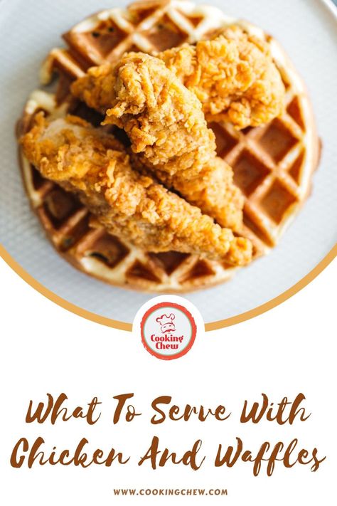 Chicken And Waffle Sauce Recipes, Chicken And Waffles Birthday Party, Chicken And Waffles For A Crowd, Chicken N Waffles Brunch, How To Make Chicken And Waffles, Chicken And Waffle Bar Ideas Brunch Party, Chicken And Waffles Dinner Meals, Chicken And Waffle Side Dishes, Breakfast Ideas With Waffles