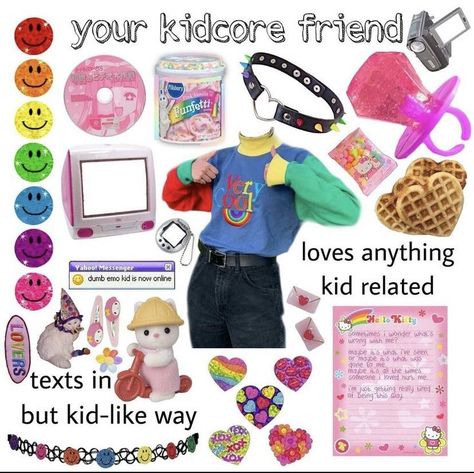 Kidcore Summer Outfit, Ravecore Outfits, Weirdcore Outfit Ideas, Weirdcore Fashion, Dreamcore Outfits, Weirdcore Clothes, Weirdcore Outfits, Kidcore Style, Kid Core Outfits