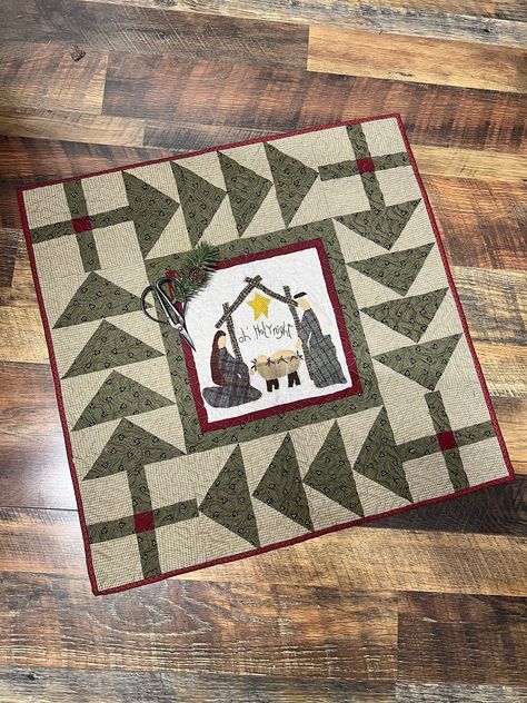 Nativity Quilt, Quilt Wall Hanging, Heart Quilt Pattern, Flying Geese Quilt, Quilt Wall, The Nativity, Pdf Quilt Pattern, Heart Quilt, Christmas Quilts