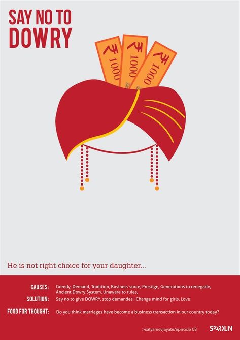 Say No To Dowry Poster, Dowry System Poster, Dowry Poster, Social Awareness Poster, Dowry System In India, Social Awareness Posters, Dowry System, Sindhi Embroidery, Social Evils