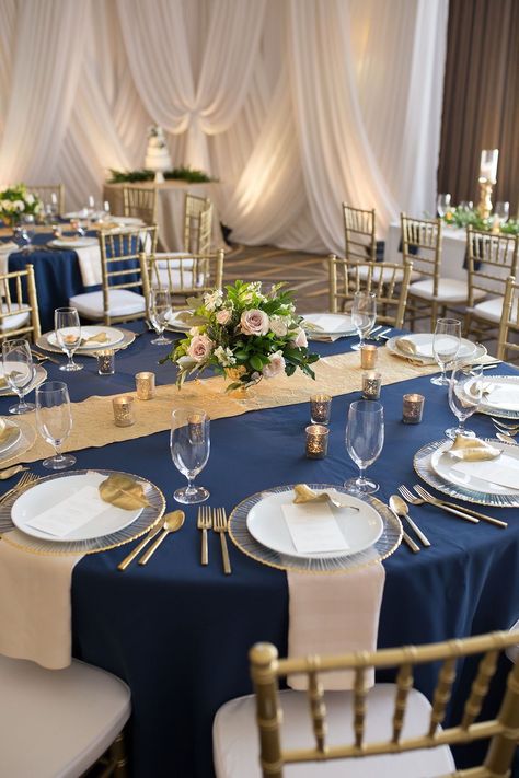 Navy Pink Table Setting, Navy And Gold Wedding Table Decor, Navy And Marigold Wedding, Navy And Gold Beach Wedding, Navy Blue And Sunflower Wedding Wedding Table Decor, Navy Blue And Gold Wedding Backdrop, Navy And Gold Gala Decor, Navy Blue And Gold Party Decor, Navy Blue And Champagne Wedding Colors Wedding Ceremony Decor