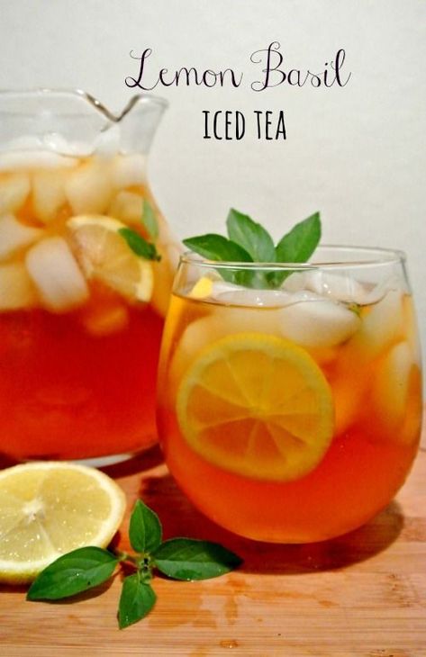 Basil Iced Tea, Best Iced Tea Recipe, Homemade Tea, Lemon Drink, Smoothie Cleanse, Iced Tea Recipes, Herb Recipes, Lemon Basil, Healthy Teas