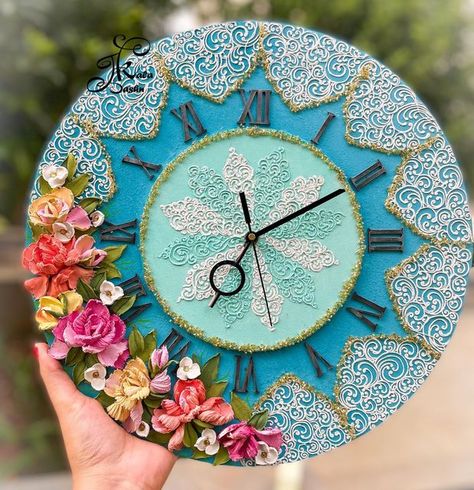 Clock Ideas Creative, Lipin Art, Lippon Art, Mirror Canvas Art, Painted Mirror Art, Diy Canvas Art Easy, Clock Sculpture, Mosaic Art Diy, Diy Crafts Love