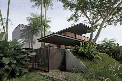 Axial Studio, Indonesian House, Modern Tropical House, Cozy Interior Design, Arch House, Tropical Architecture, Entrance Design, Country House Plan, Modern Tropical